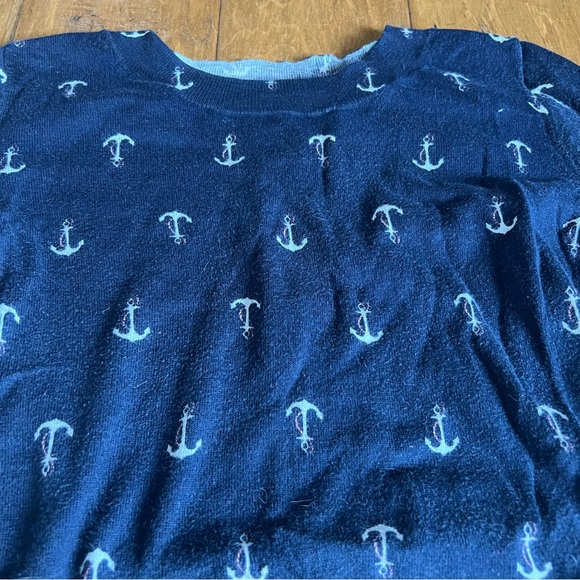 J Crew Anchors Nautical Navy Blue Light Sweater - Picture 5 of 6